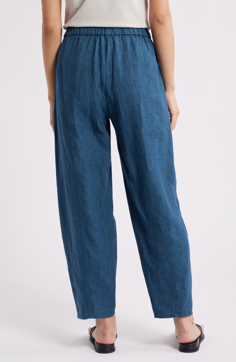 Eileen Fisher Pleated Linen Ankle Lantern Pants, Alternate, color, Harbor