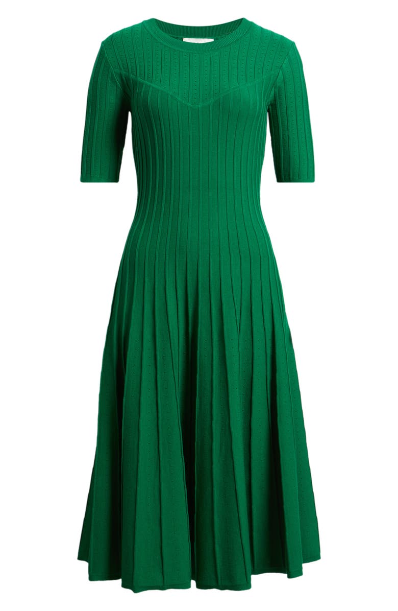 Elie Tahari The Wanda Fit & Flare Sweater Dress, Alternate, color, Green Lark