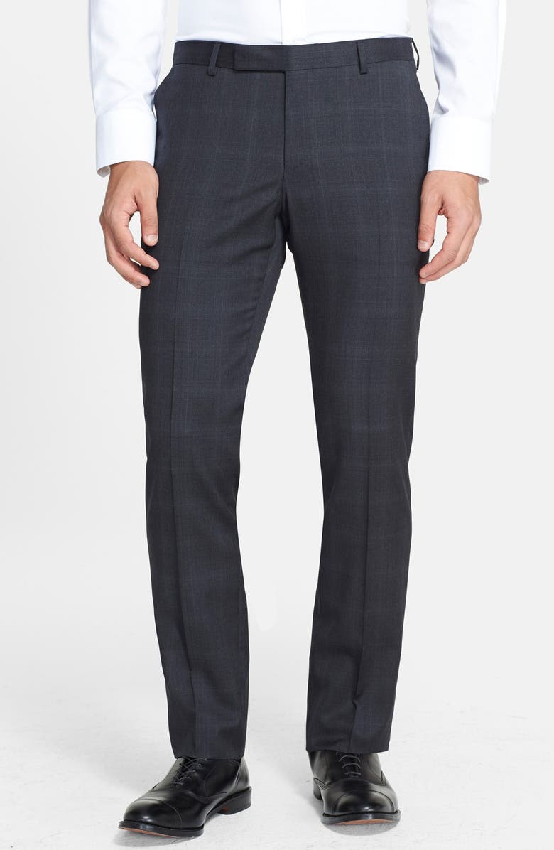 Z Zegna Trim Fit Grey Plaid Wool Suit, Alternate, color,