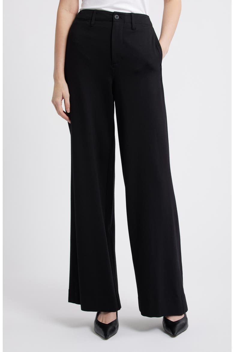 Sofie High Waist Wide Leg Ponte Pants, Main, color, BLACK
