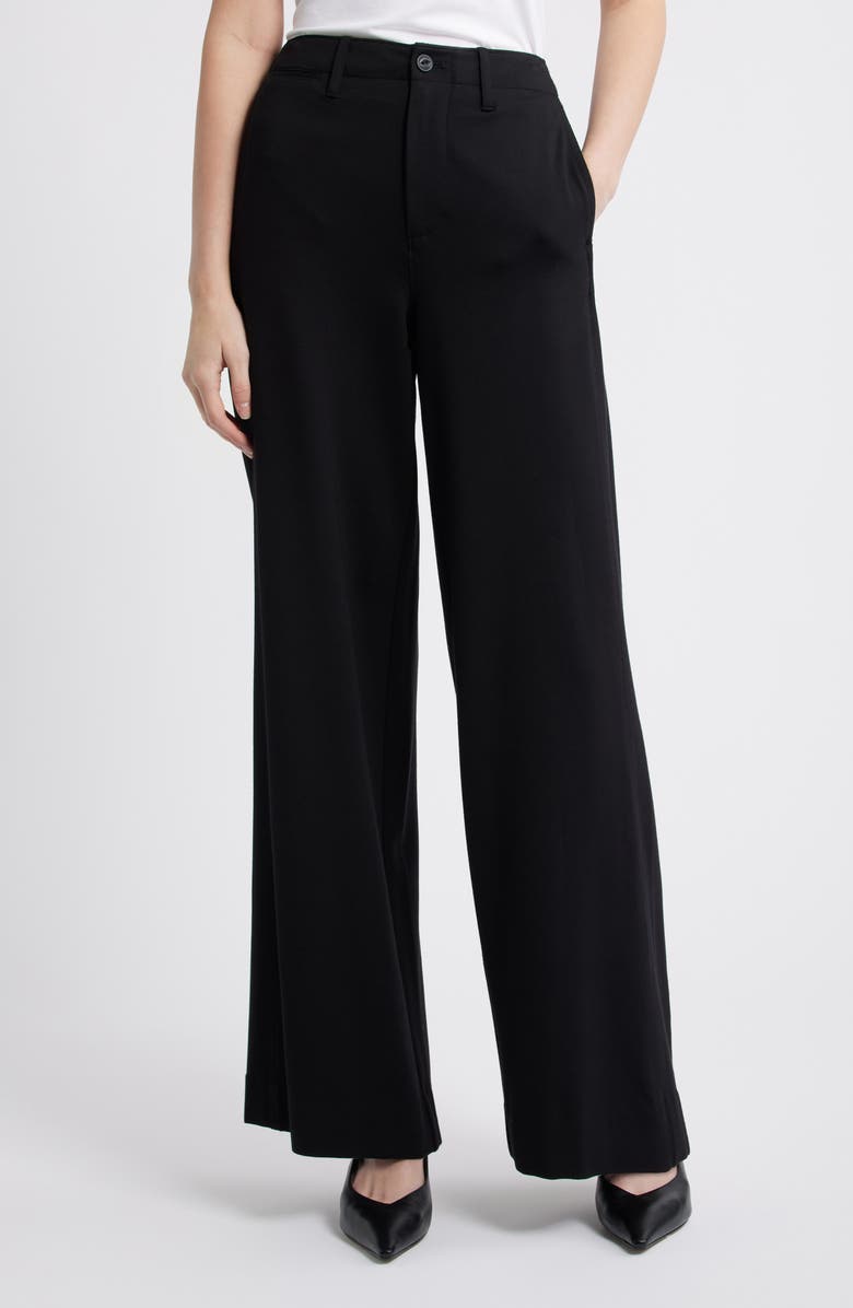 rag & bone Sofie High Waist Wide Leg Ponte Pants, Main, color, Black