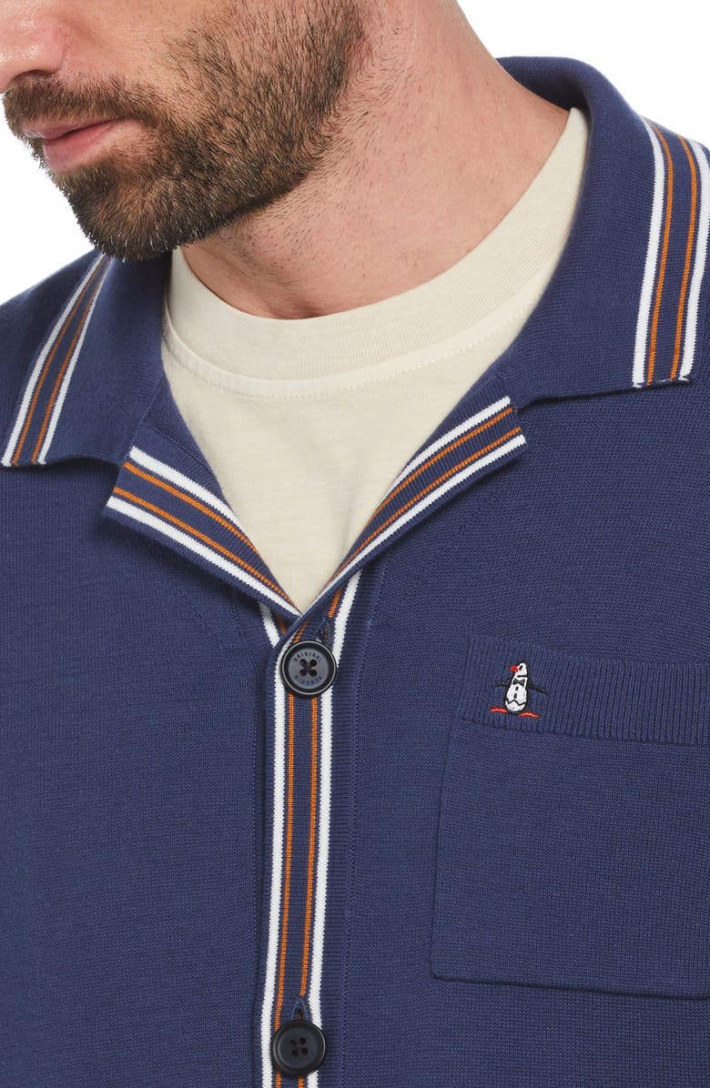 Original Penguin Tipped Collar Cardigan, Alternate, color, 