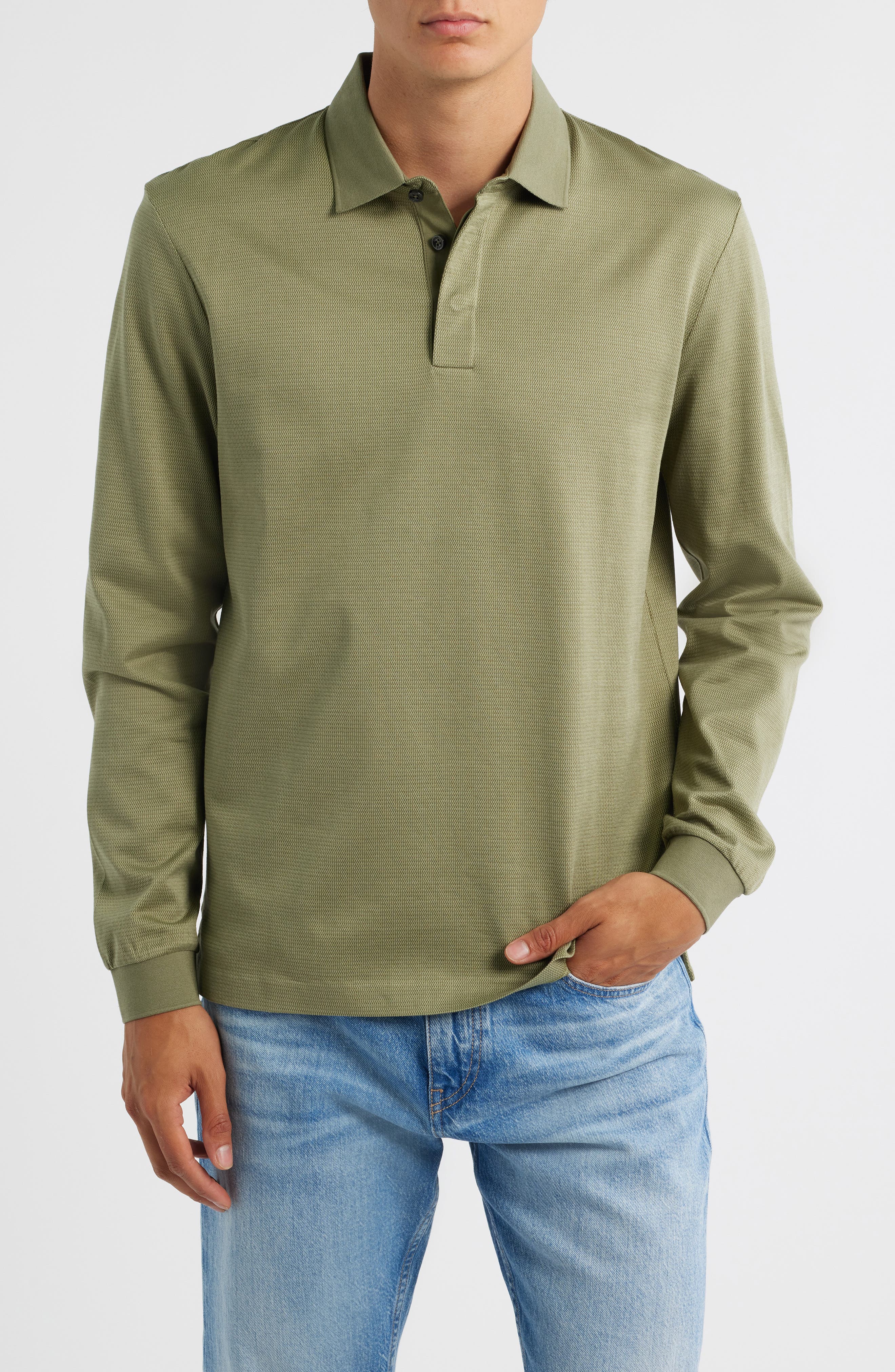 BOSS Pado Long Sleeve Cotton Polo