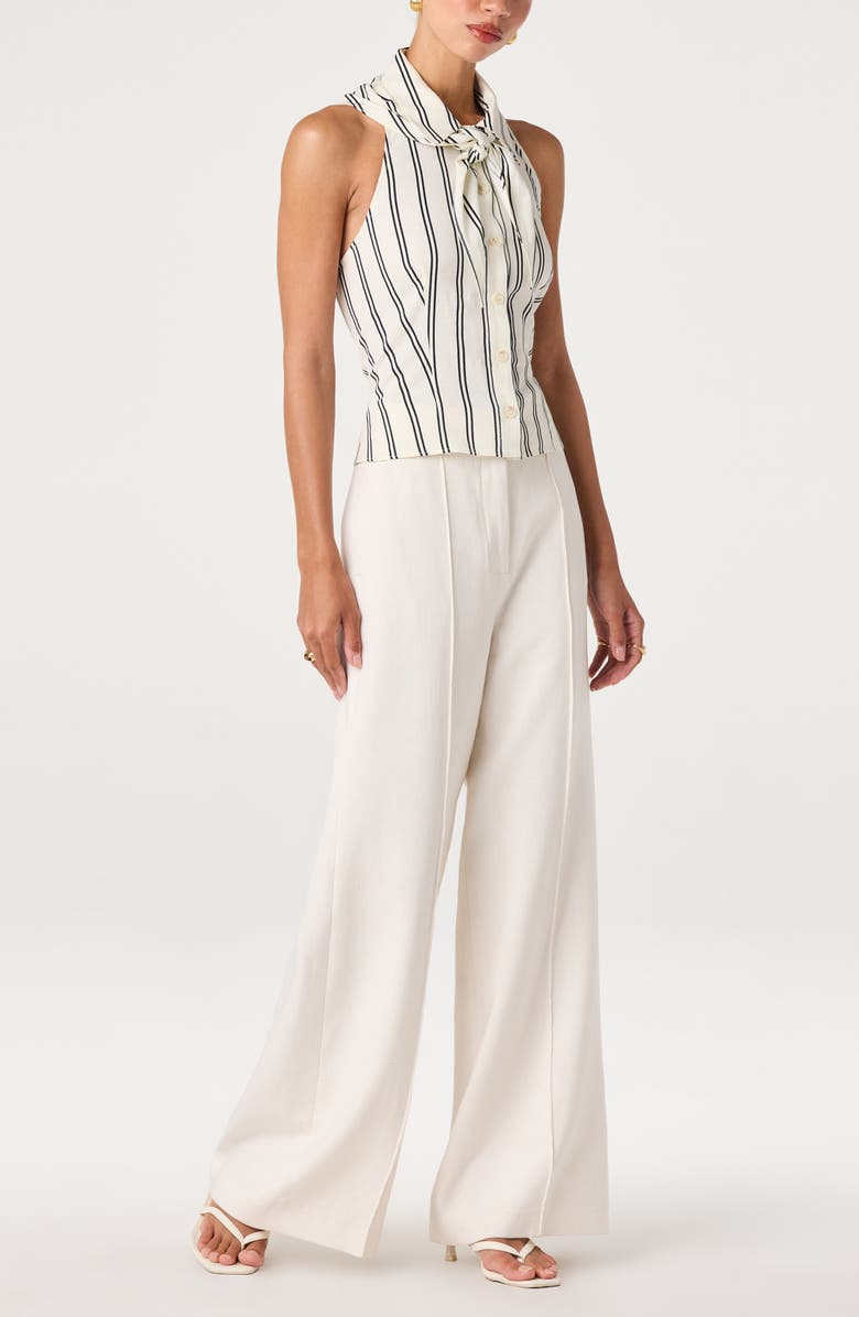 ASTR the Label Adrianna Stripe Cotton Halter Top, Alternate, color, Navy Stripe