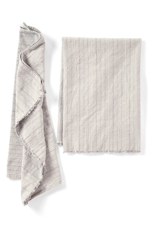 Coyuchi Fringe Stripe Set Of 2 Organic Cotton Hand Towels In Neutral