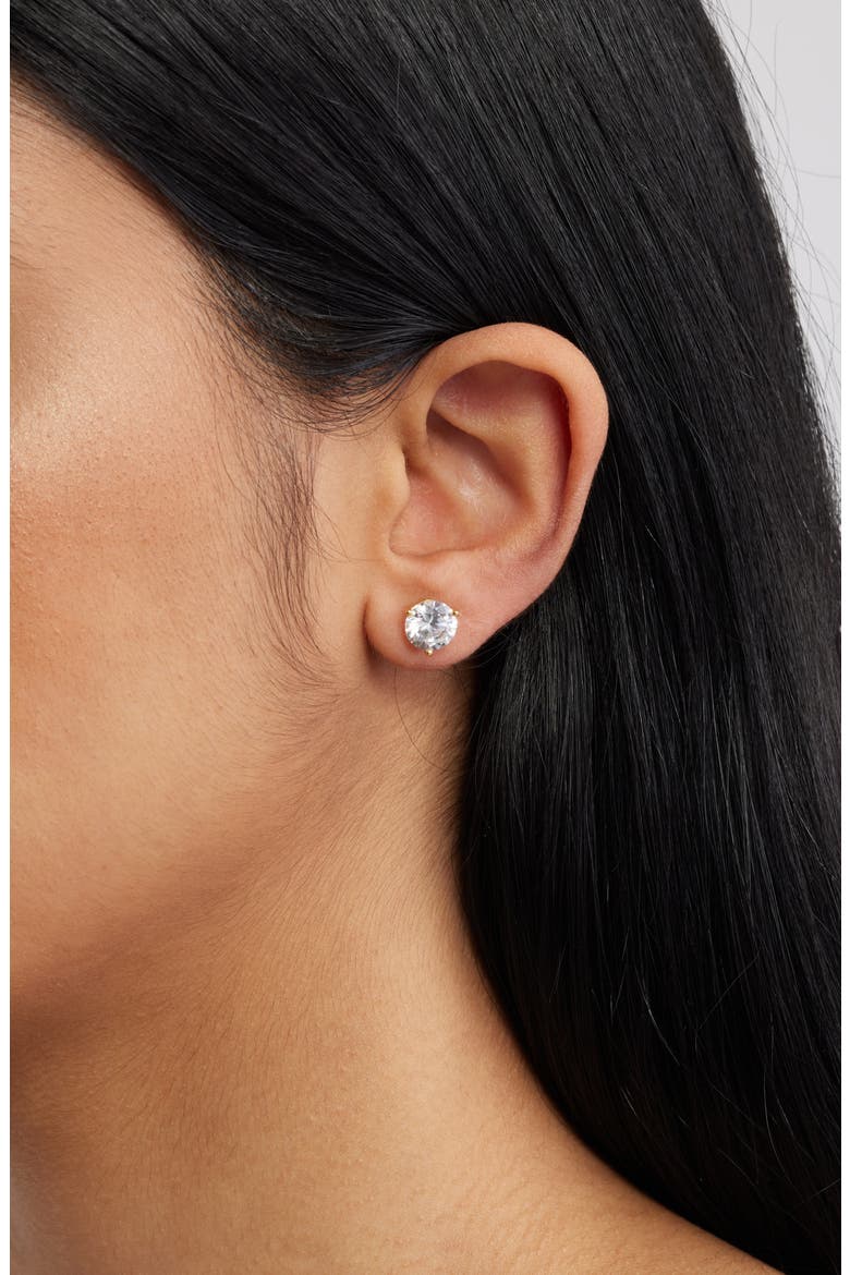 Gift Boxed Cubic Zirconia Three-Prong Stud Earrings - 4.0ctw., Alternate, color, GOLD