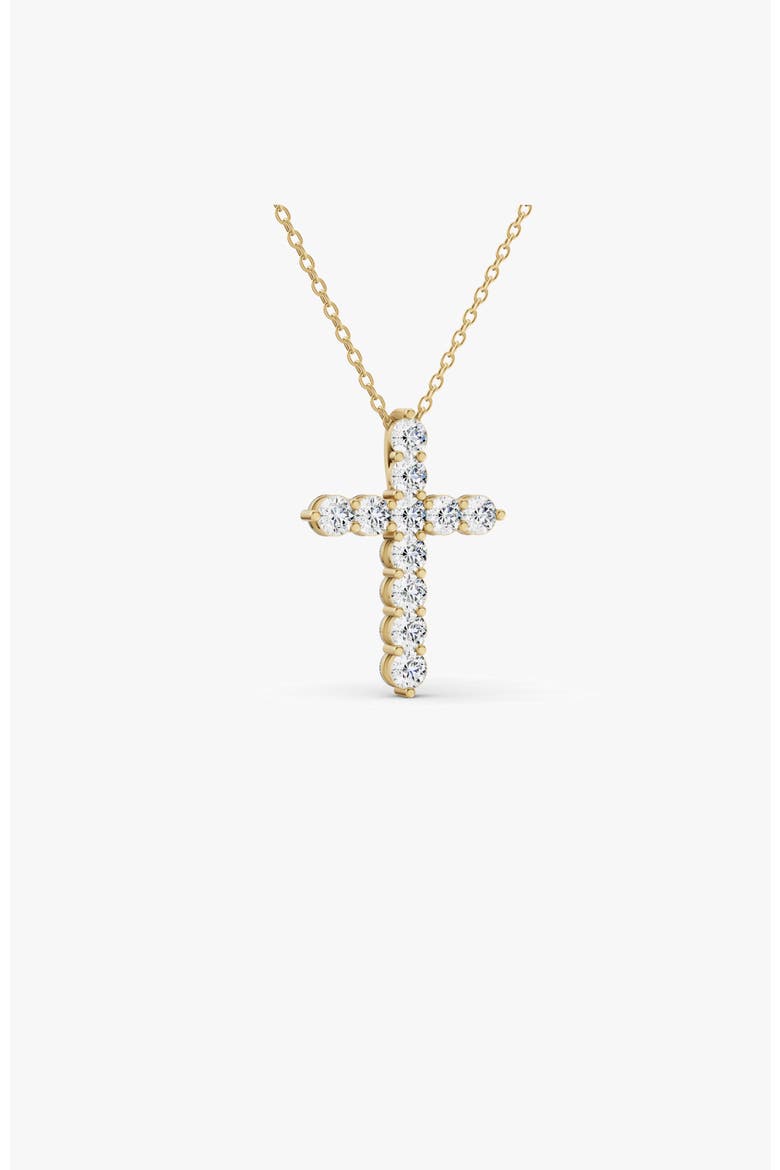14K Gold 5 ct Cross Pendant Necklace With Lab Diamonds, Alternate, color, Yellow Gold