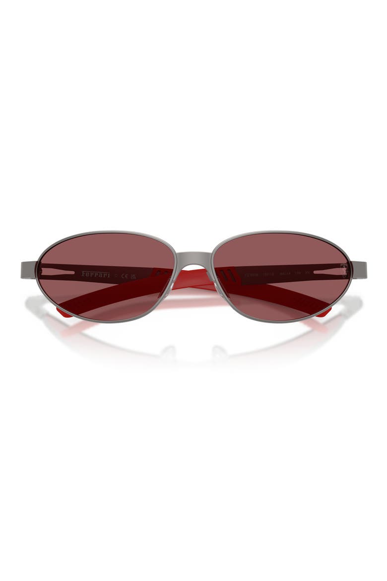 64mm Oversize Oval Sunglasses, Alternate, color, GUNMETAL MATTE / RED