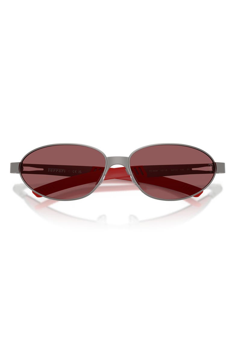Scuderia Ferrari 64mm Oversize Oval Sunglasses, Alternate, color, Gunmetal Matte / Red