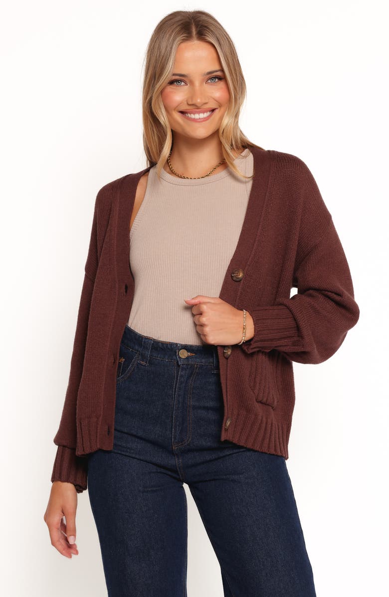 Petal & Pup Eden Button Front Cardigan, Alternate, color, Brown