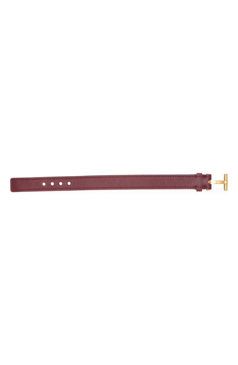 TOM FORD Men's Smooth Leather T Bracelet, Alternate, color, 1R011 Oxblood