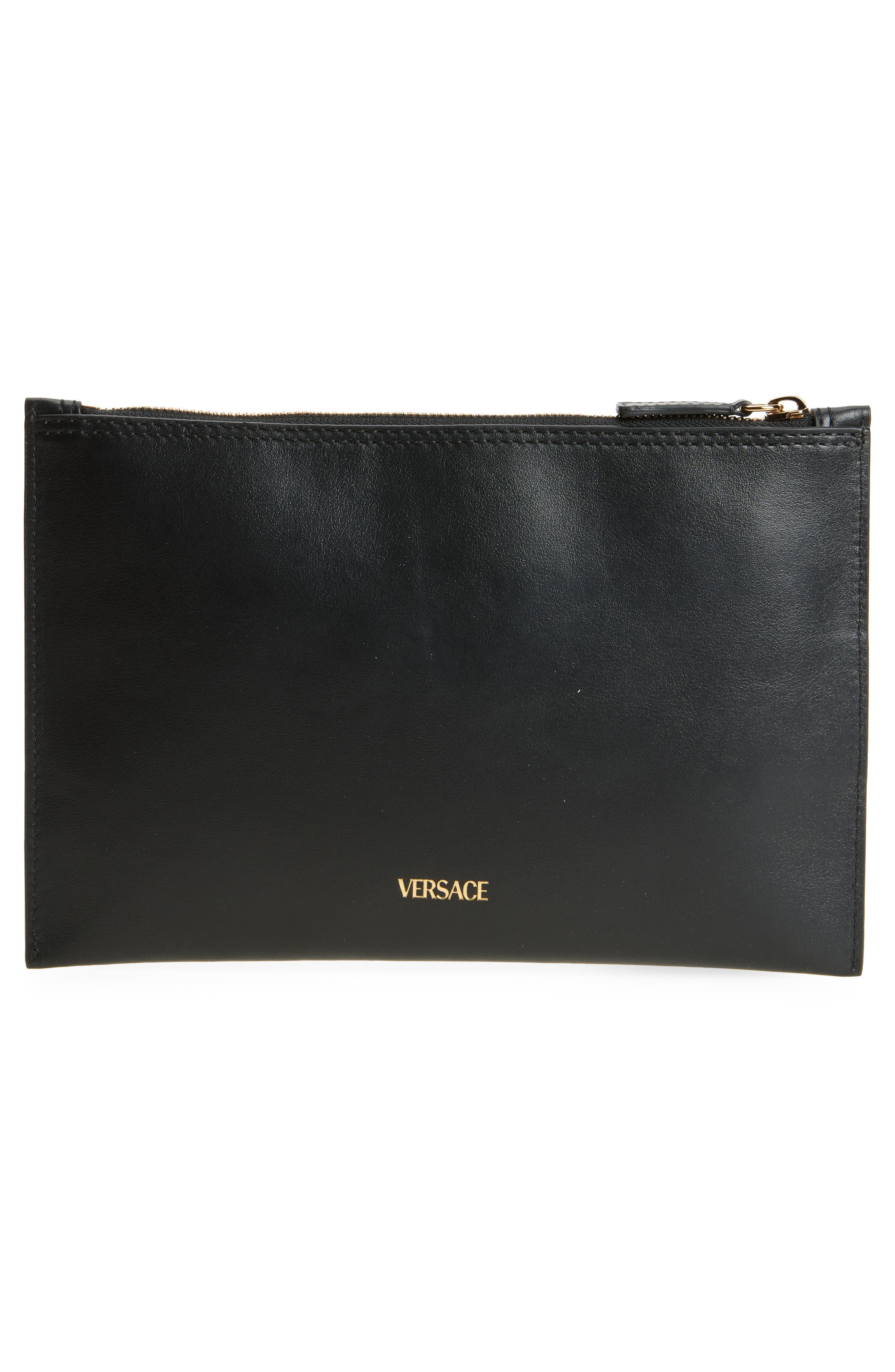 Versace Medusa Leather Pouch, Alternate, color, 
