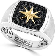 EFFY Sterling Silver & 14K Gold Black Sapphire Starburst Ring