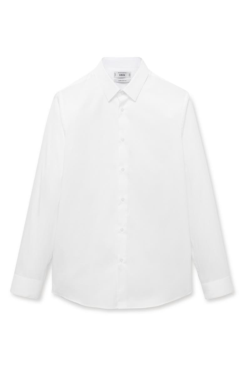 MANGO Slim Fit Cotton Button-Up Shirt, Alternate, color, White