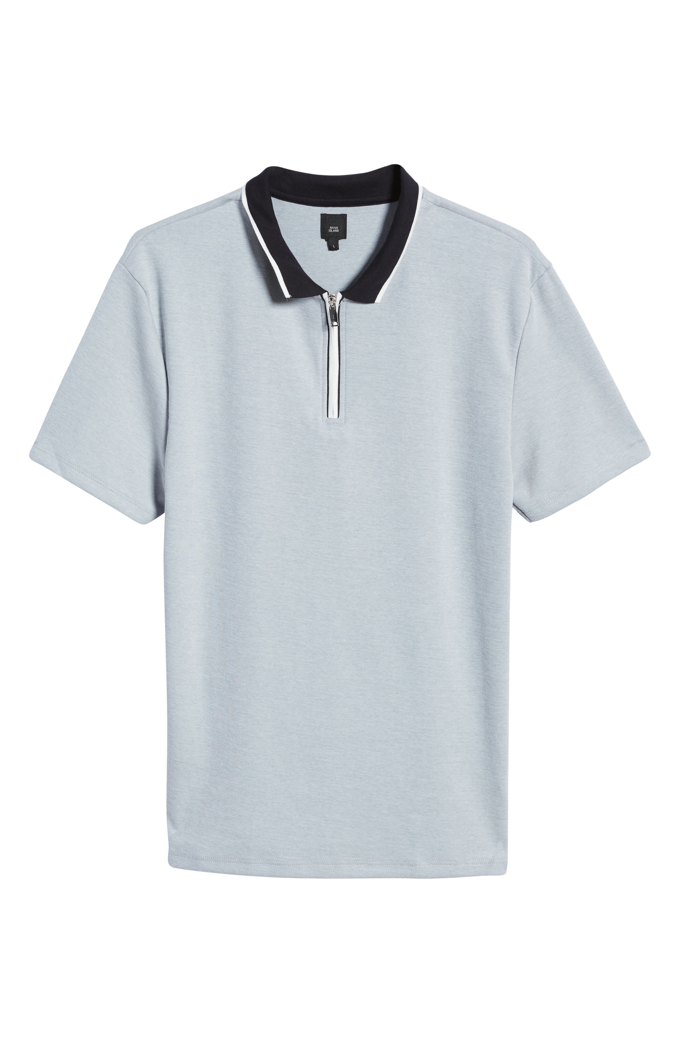 River Island Front Zip Slim Fit Polo (Men) | Nordstromrack