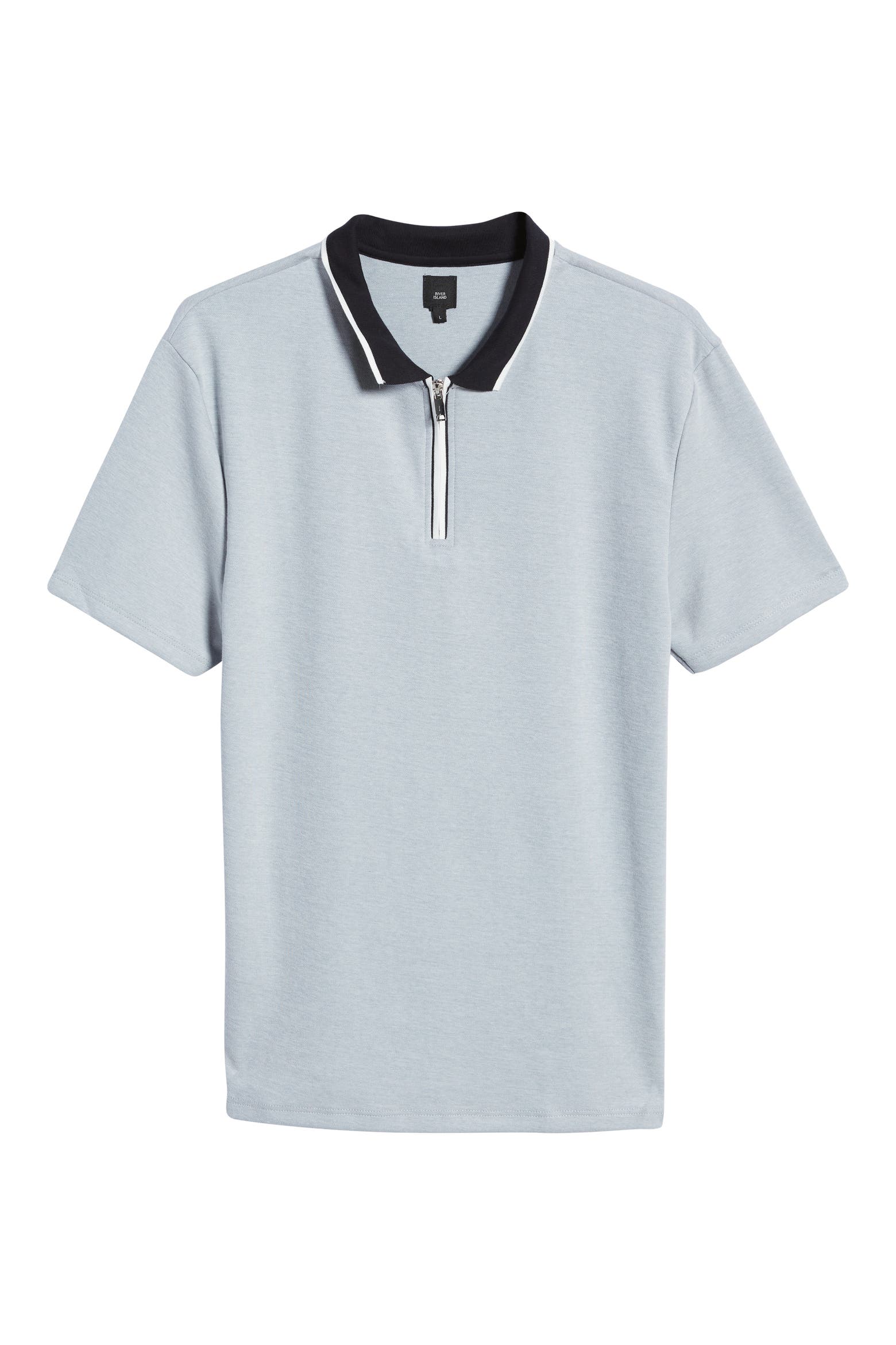 5162 Postcode River Island Front Zip Slim Fit Polo (Men) | Nordstromrack
