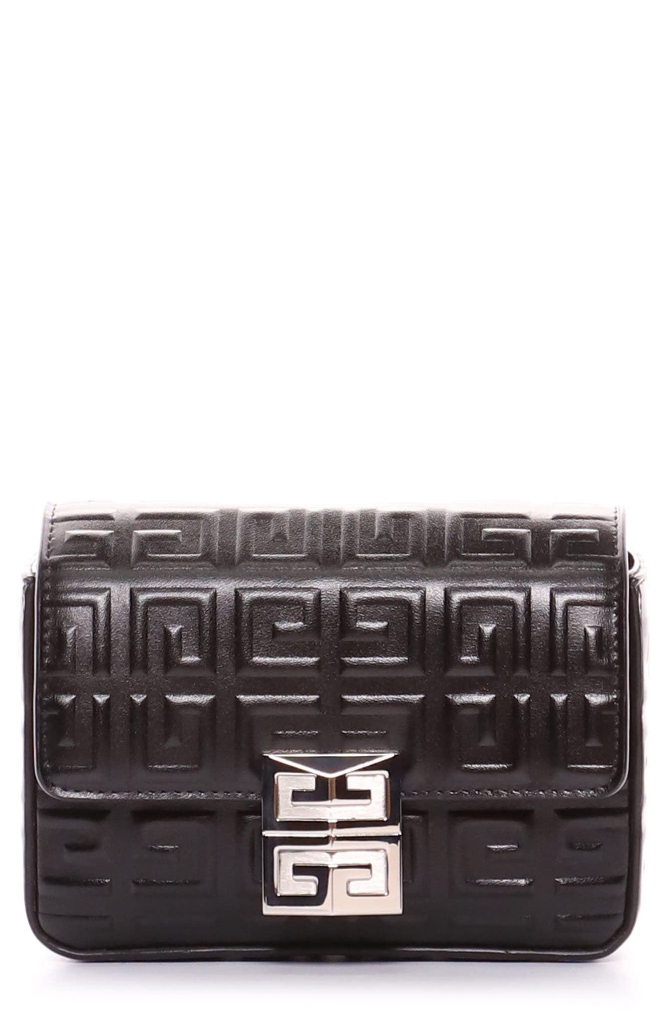Givenchy Small 4G Embossed Leather Crossbody Bag, Main, color, 