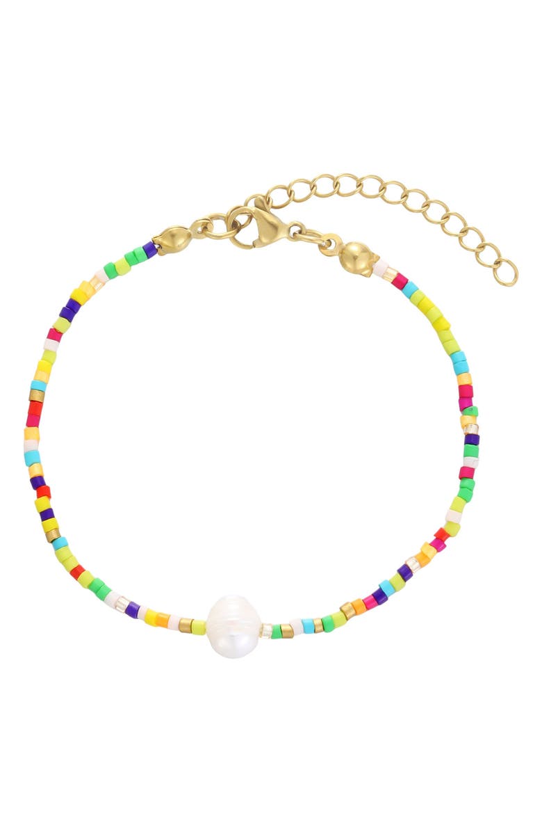 Adornia Freshwater Pearl & Multi Color Bead Bracelet, Main, color, Multi