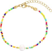 Adornia Freshwater Pearl & Multi Color Bead Bracelet