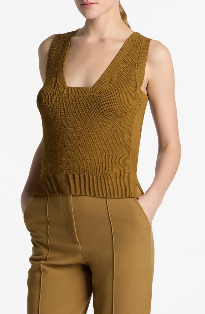 St. John Collection Square Neck Rib Sleeveless Sweater, Alternate, color,