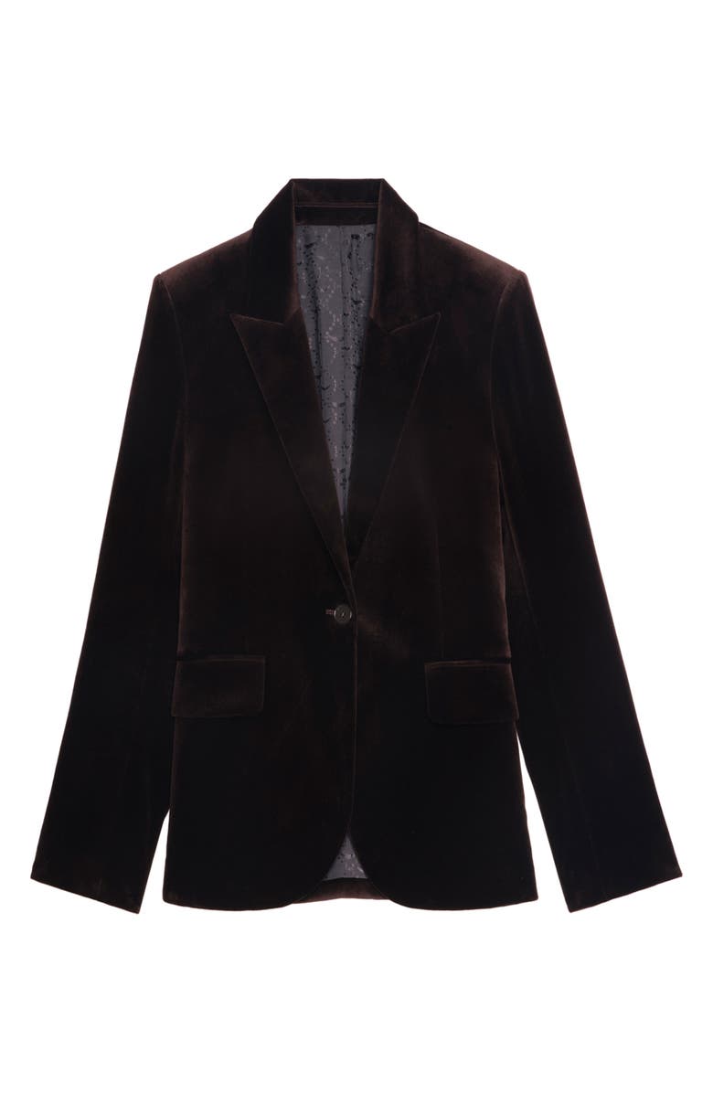 Zadig & Voltaire Vavy Cotton Velveteen Blazer, Alternate, color, Dark Chocolate