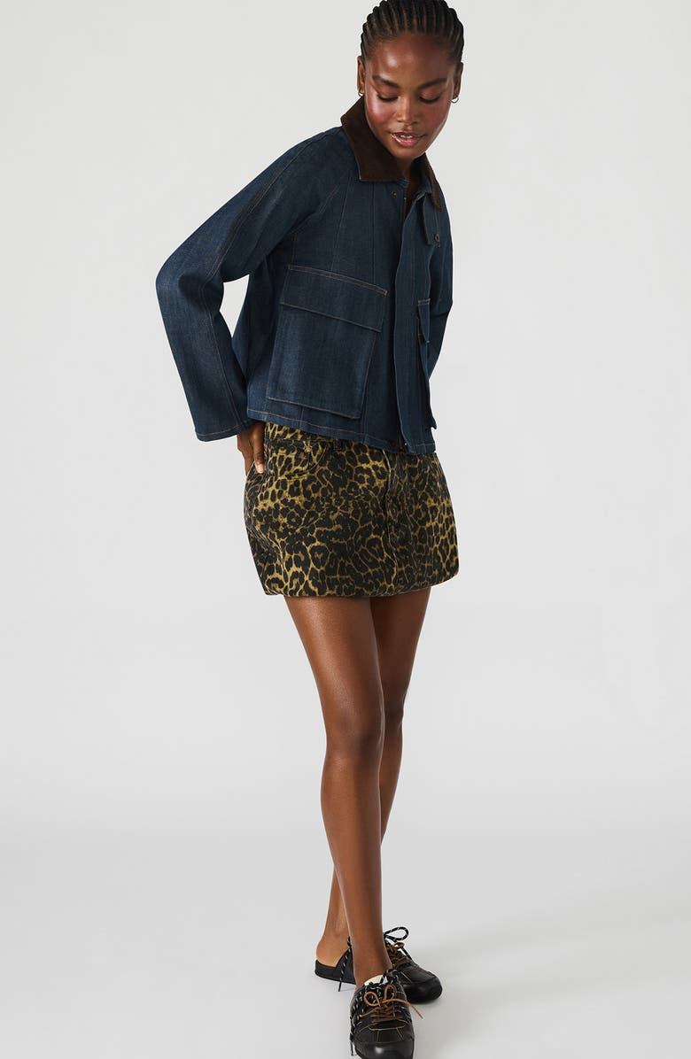 Steve Madden Simona Leopard Print Denim Miniskirt, Alternate, color, Hot Spots Print