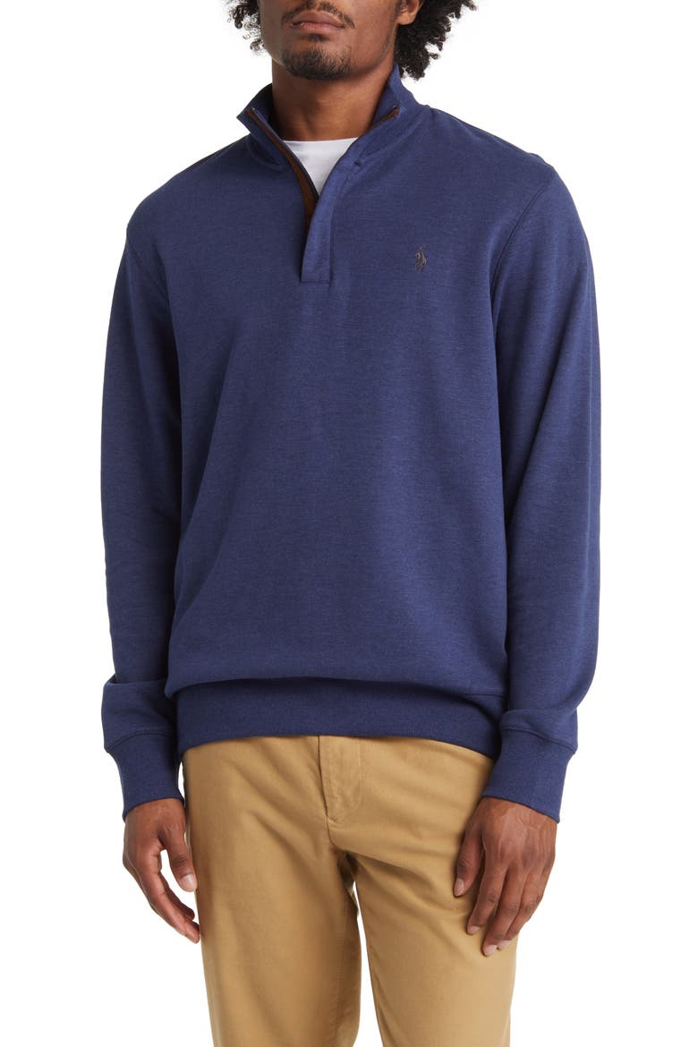 Double Knit Quarter Zip Pullover, Main, color, SPRING NAVY HEATHER