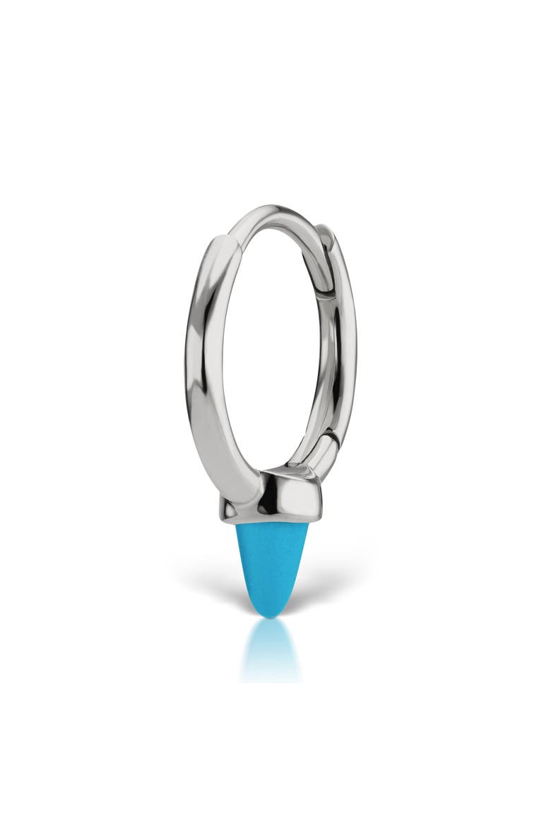 Turquoise Spike Single Clicker, Main, color, 14K WHITE GOLD