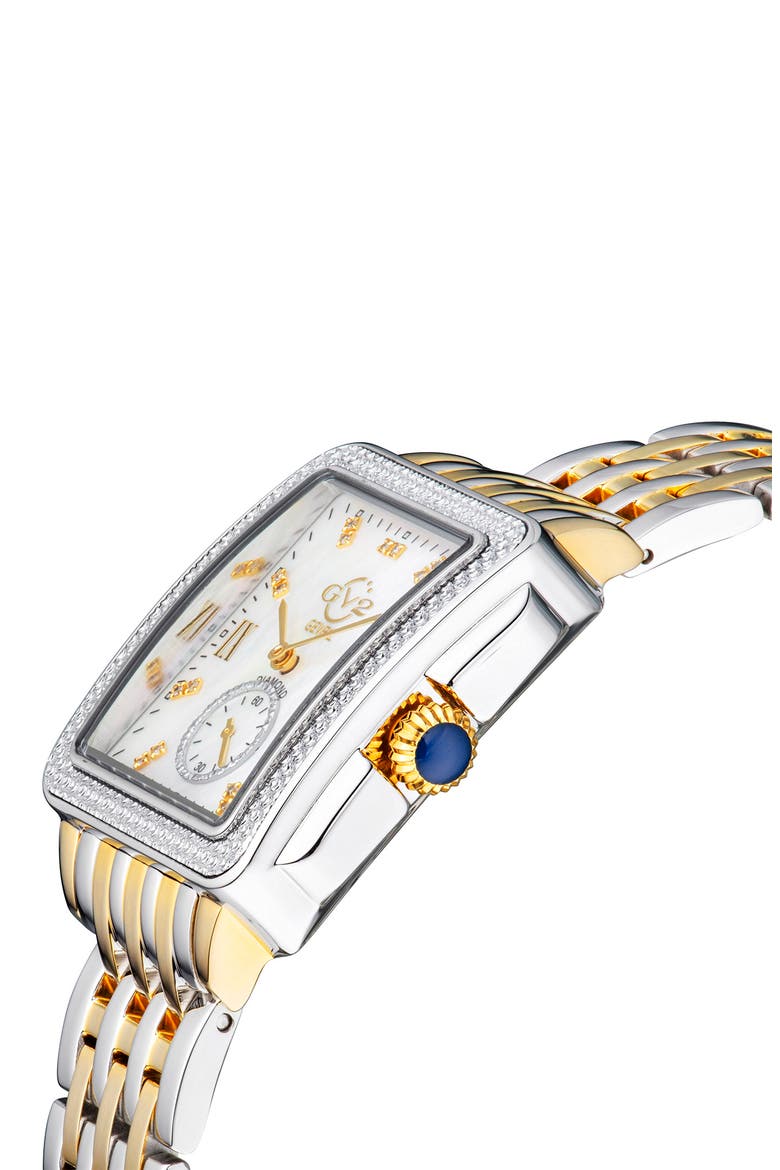 Women's Bari Mother of Pearl Diamond Bracelet Watch, 34mm x 30mm, Alternate, color, TWO-TONE GOLD-SILVER