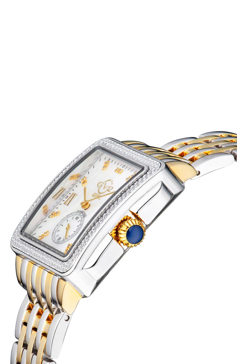 GV2 Women's Bari Mother of Pearl Diamond Bracelet Watch, 34mm x 30mm, Alternate, color, Two-Tone Gold-Silver