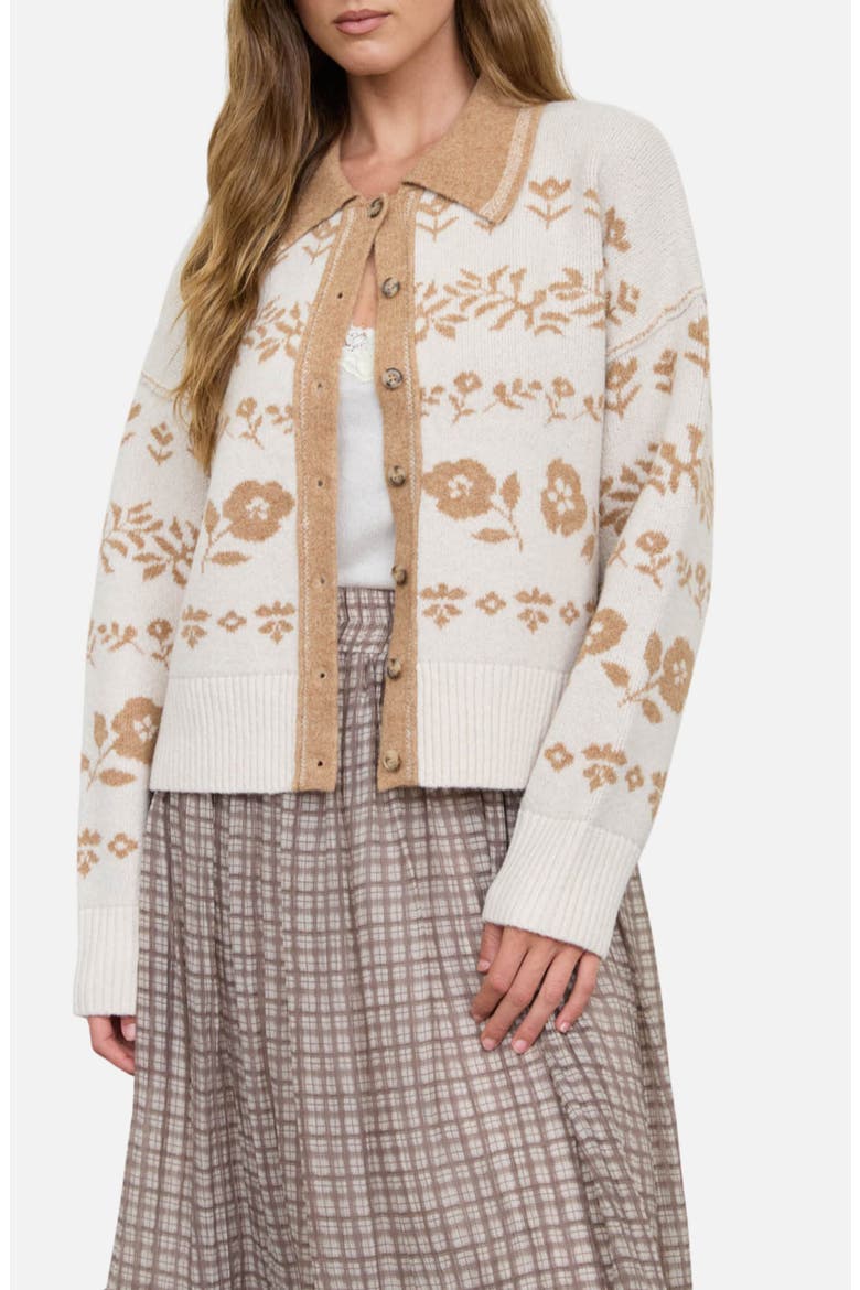 Floral Jacquard Cardigan, Main, color, CREAM