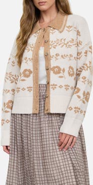 Blu Pepper Floral Jacquard Cardigan