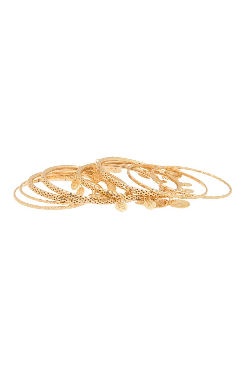 Set of 8 Assorted Bangle Bracelets, Alternate, color, GOLD