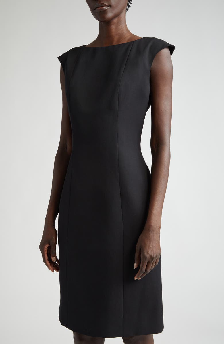 McQueen Cap Sleeve Wool Twill Dress, Alternate, color,