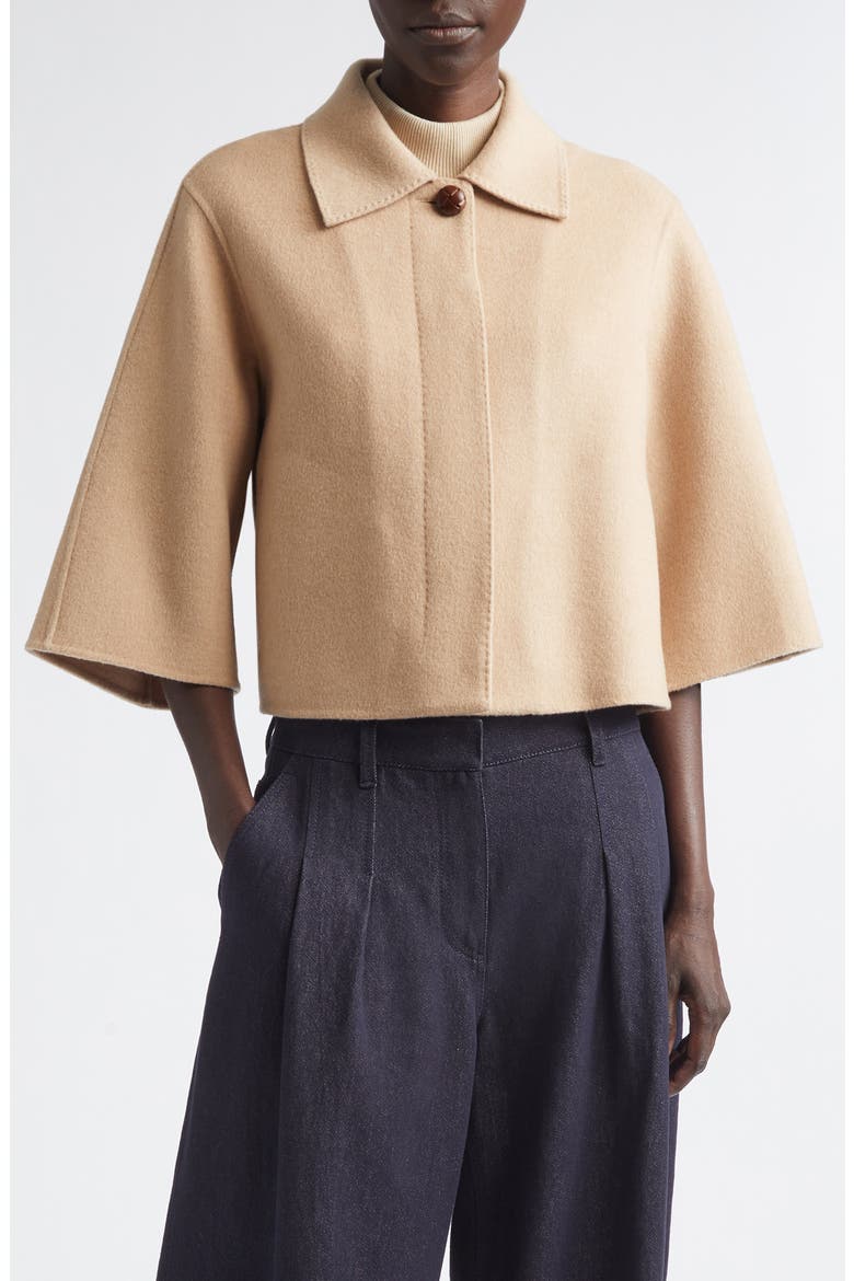 Double Face Wool & Cashmere Crop Jacket, Main, color, NATURAL