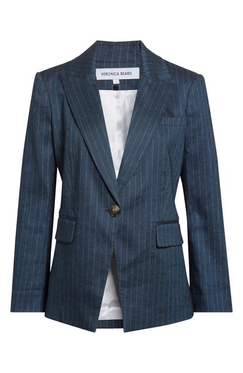 Veronica Beard Obie Pinstripe Linen Blend Dickey Jacket In Blue