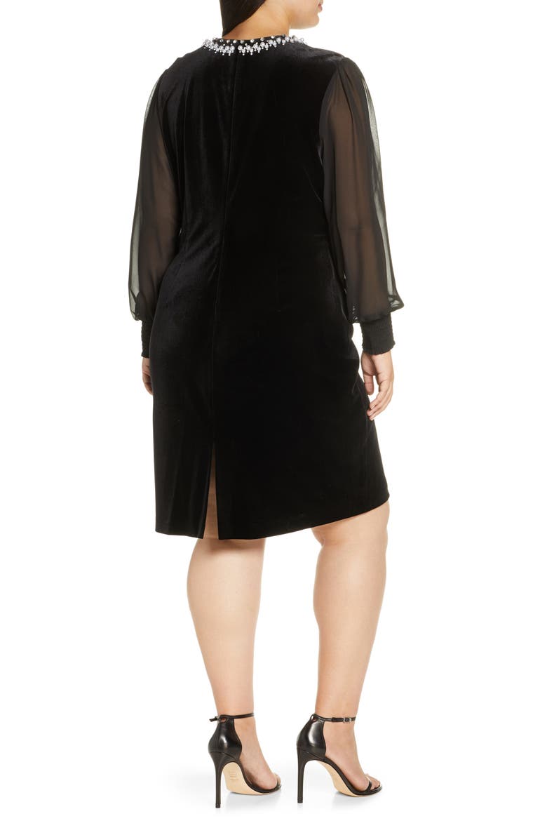 Stretch Velvet Cocktail Dress, Alternate, color, BLACK