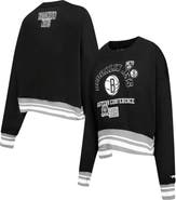 PRO STANDARD Women's Pro Standard Black Brooklyn Nets Area Code Cropped Pullover Sweatshirt