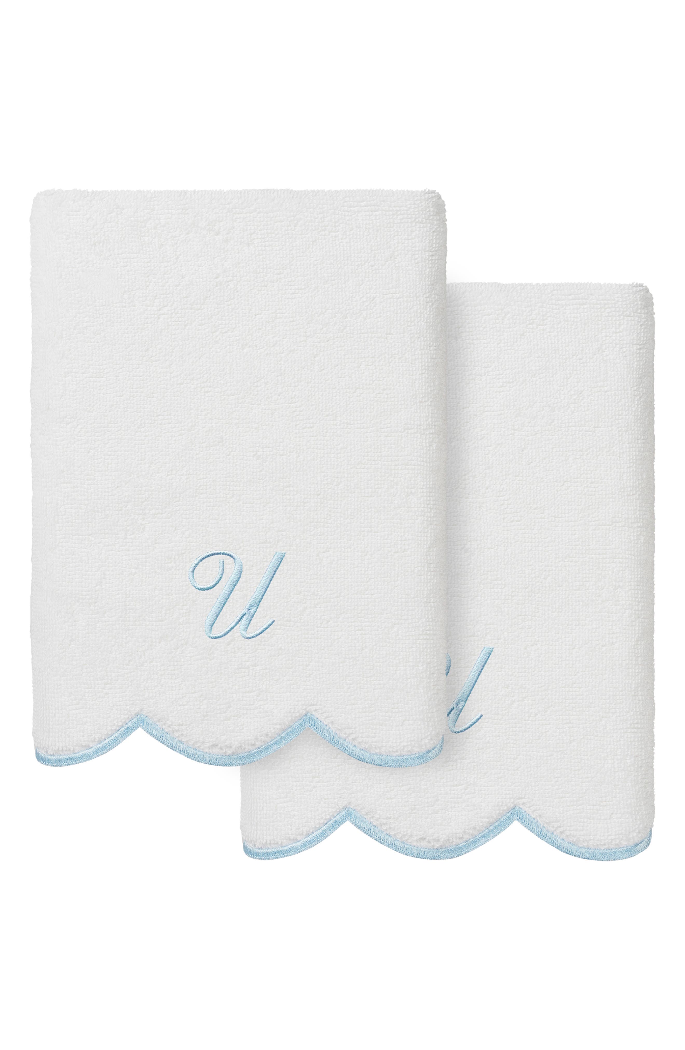 Scallop Personalized Monogram 2-Piece Hand Towel Set