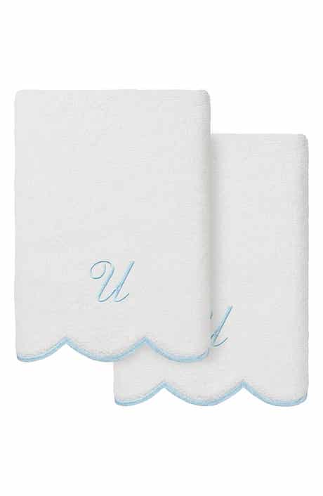 Scallop Personalized Monogram 2-Piece Hand Towel Set