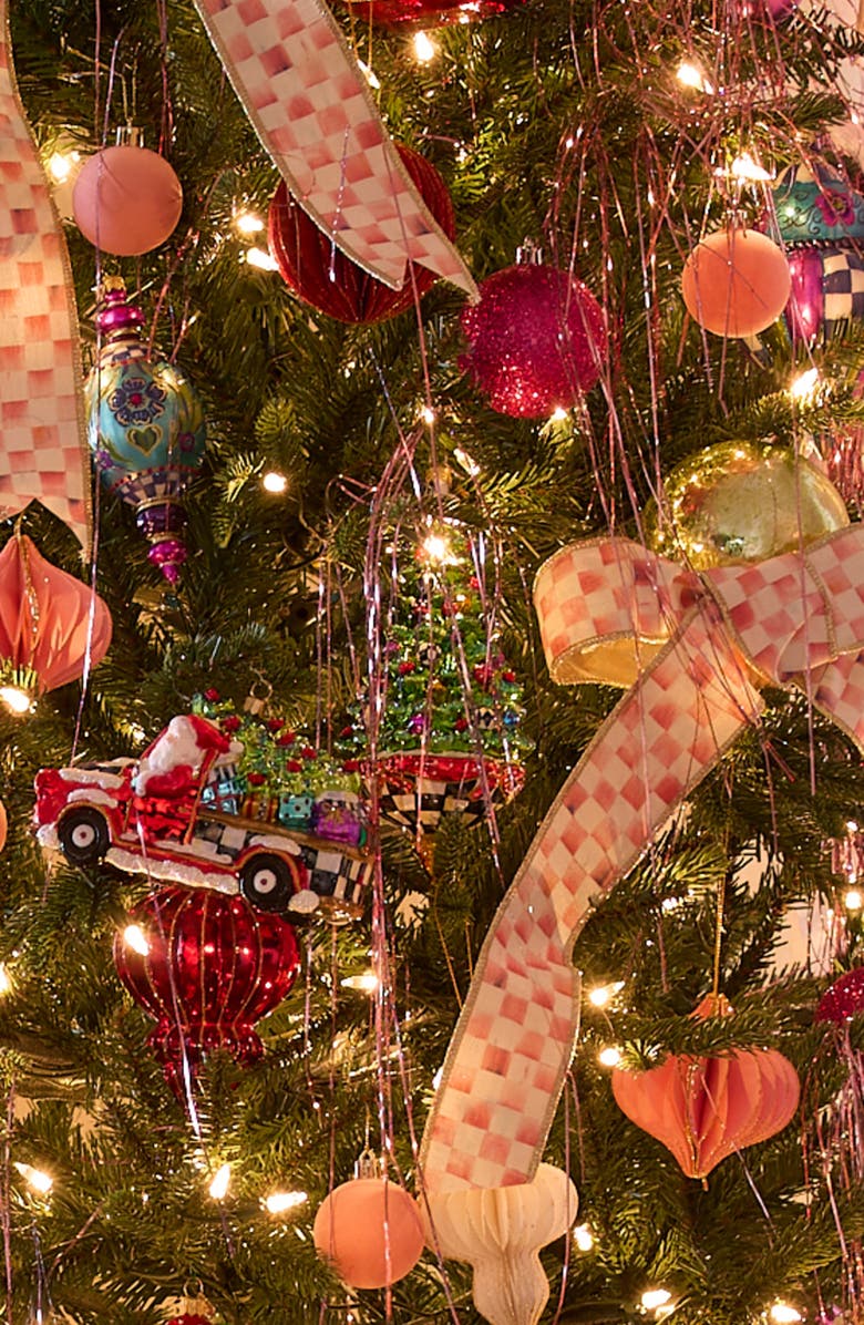 MACKENZIE CHILDS Tree Spinning Top Glass Ornament, Alternate, color, Green