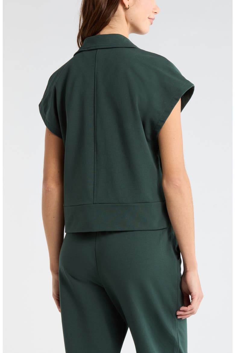 Zella Tempo Terry Half Zip Short Sleeve Sweatshirt (Women) | Nordstrom