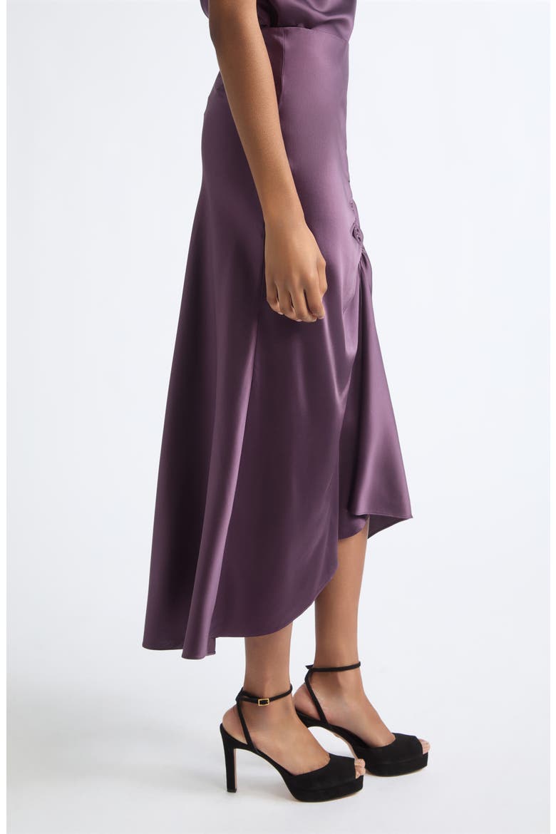 Felecia Ruched Silk Blend Midi Skirt, Alternate, color, DARK EGGPLANT