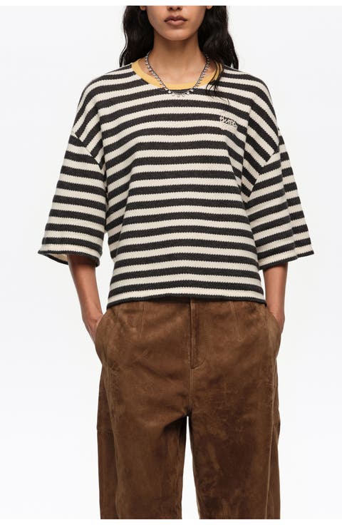 Striped Boxy Cotton T-Shirt