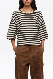 Bimba y Lola Striped Boxy Cotton T-Shirt