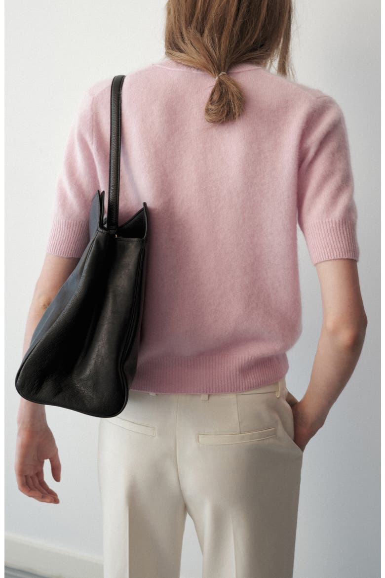 Wool Short Sleeved Sweater, Alternate, color, PASTEL PINK