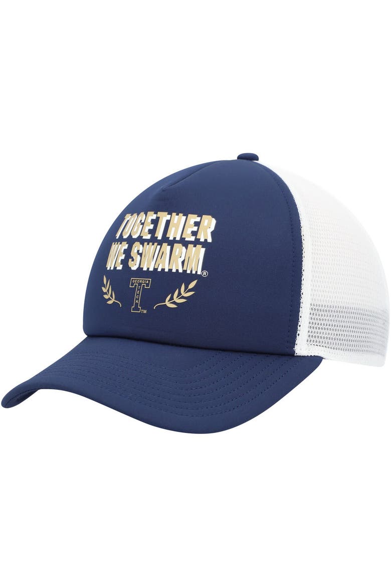 Men's adidas Navy Georgia Tech Yellow Jackets Phrase Foam Front Trucker Adjustable Hat, Main, color, Navy