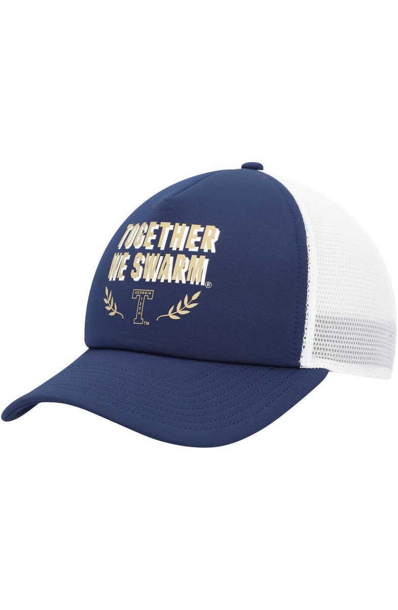 adidas Men's adidas Navy Georgia Tech Yellow Jackets Phrase Foam Front Trucker Adjustable Hat, Main, color, Navy