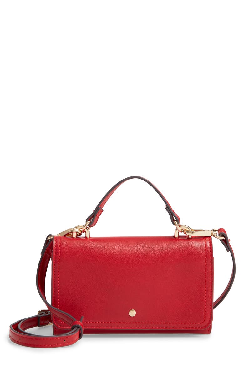 Faux Leather Phone Wallet, Main, color, LIPSTICK RED