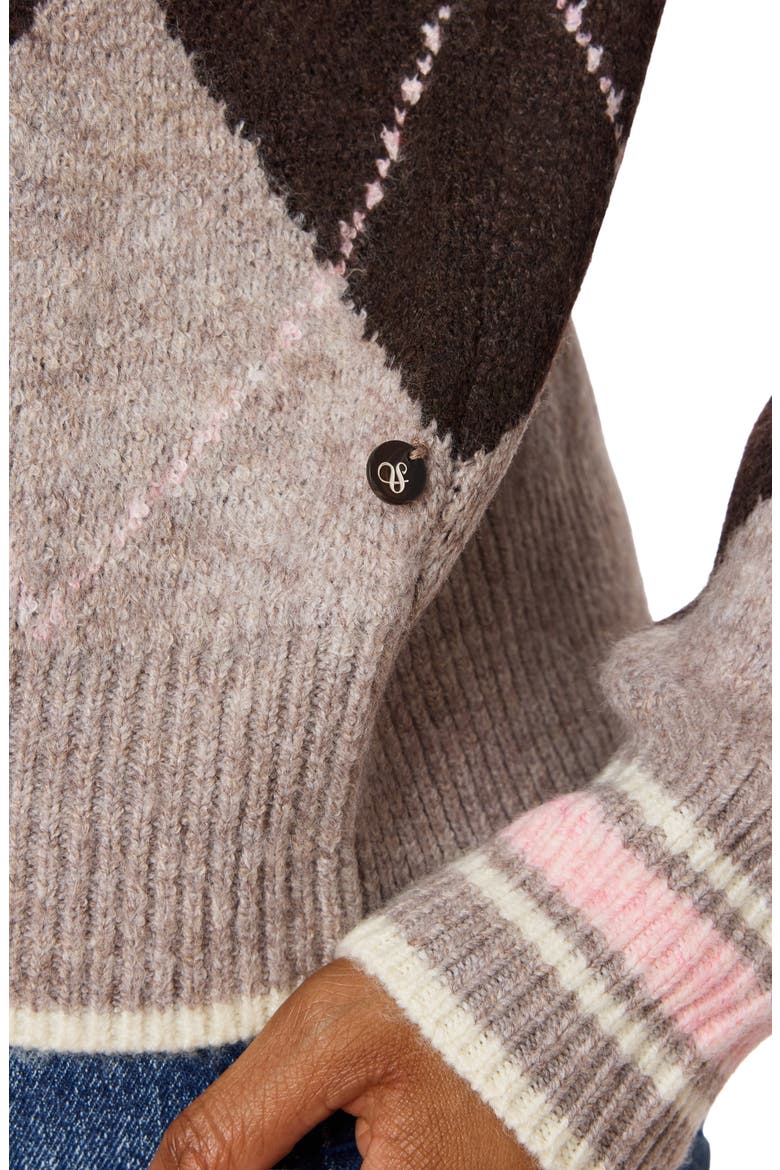 Crewneck Pullover Sweater, Alternate, color, MED BROWN SEAL ROSE DUST